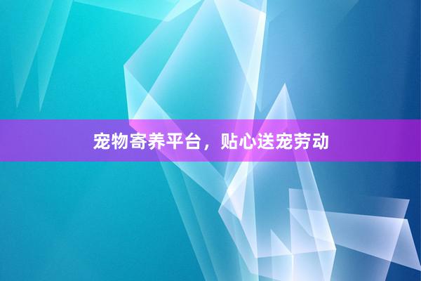 宠物寄养平台,贴心送宠劳动